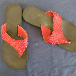 Pink Melon Sequin Flip Flops